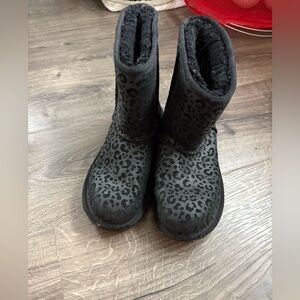 Kids Black Leopard Print UGG boots